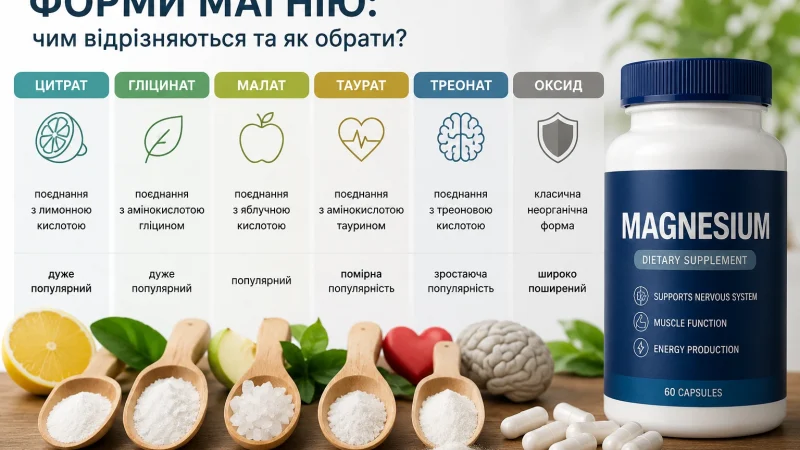 Від цитрату до гліцинату: які форми магнію представлені на сучасному ринку